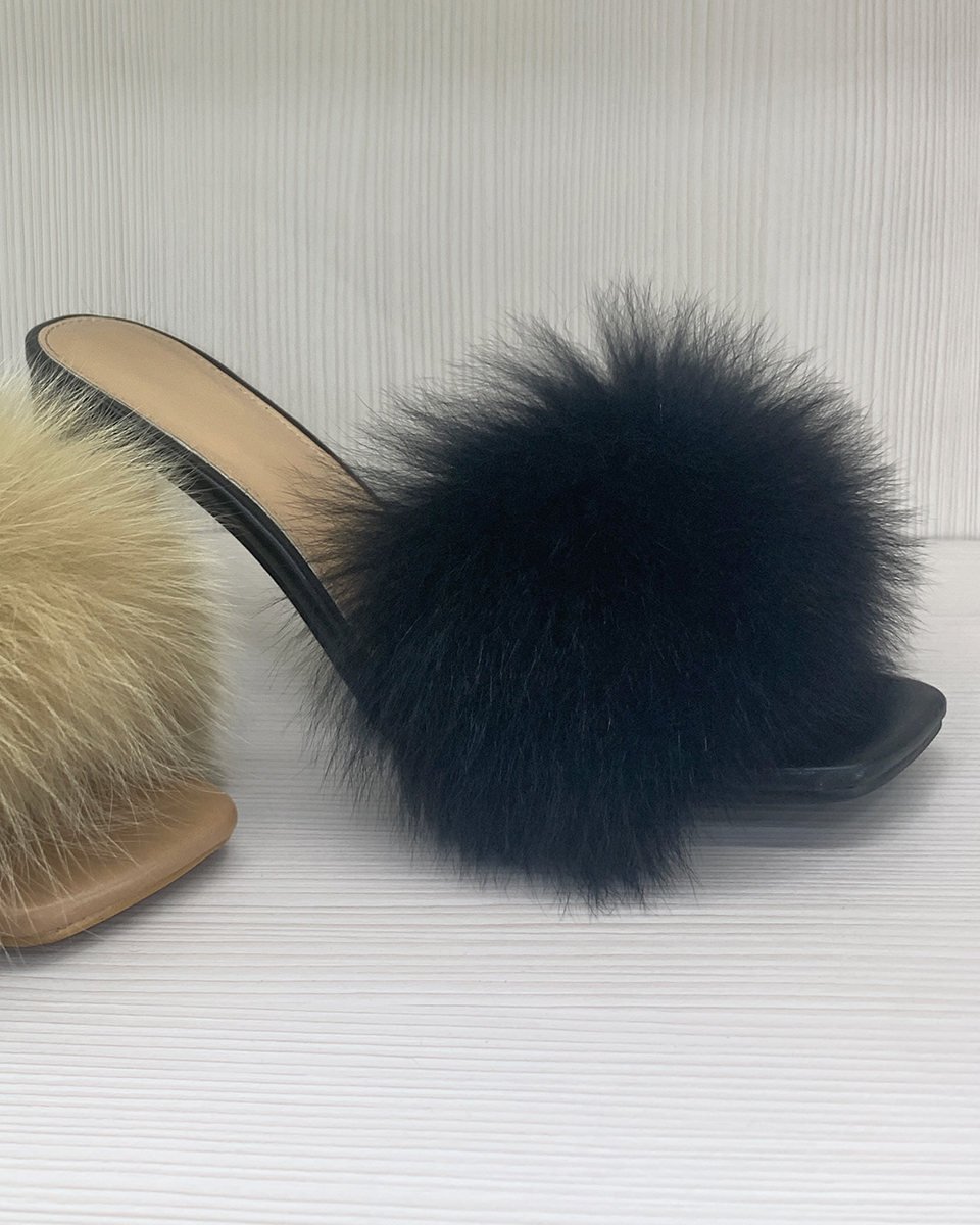 Isotta I – Fluffy High Heels Non-slip Summer Sandals With Fluffy Fur Detail