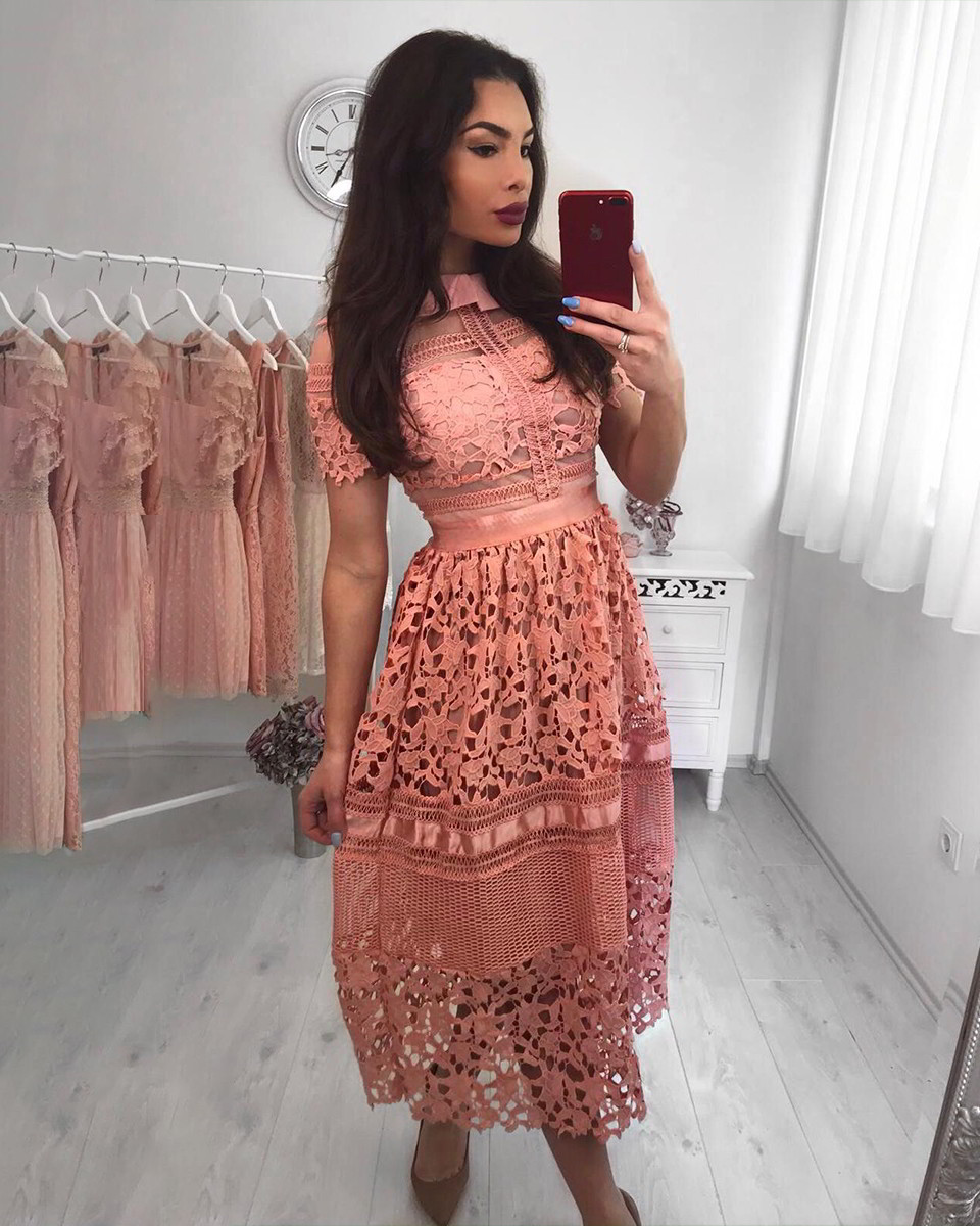 Aria — Čipkana cvjetna midi haljina
