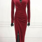 Dionne Midi Plush Side Slit Dress (2)